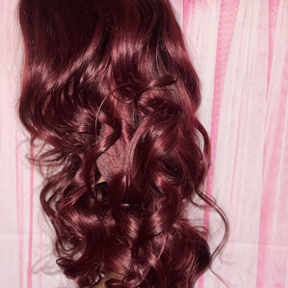 22 inch 5x5 burgundy closure wig main image 8